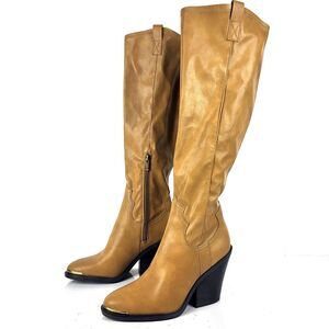 Franco Sarto L-Glenice 2 Knee High Women's Boot Camel Tan western Size 7.5 M